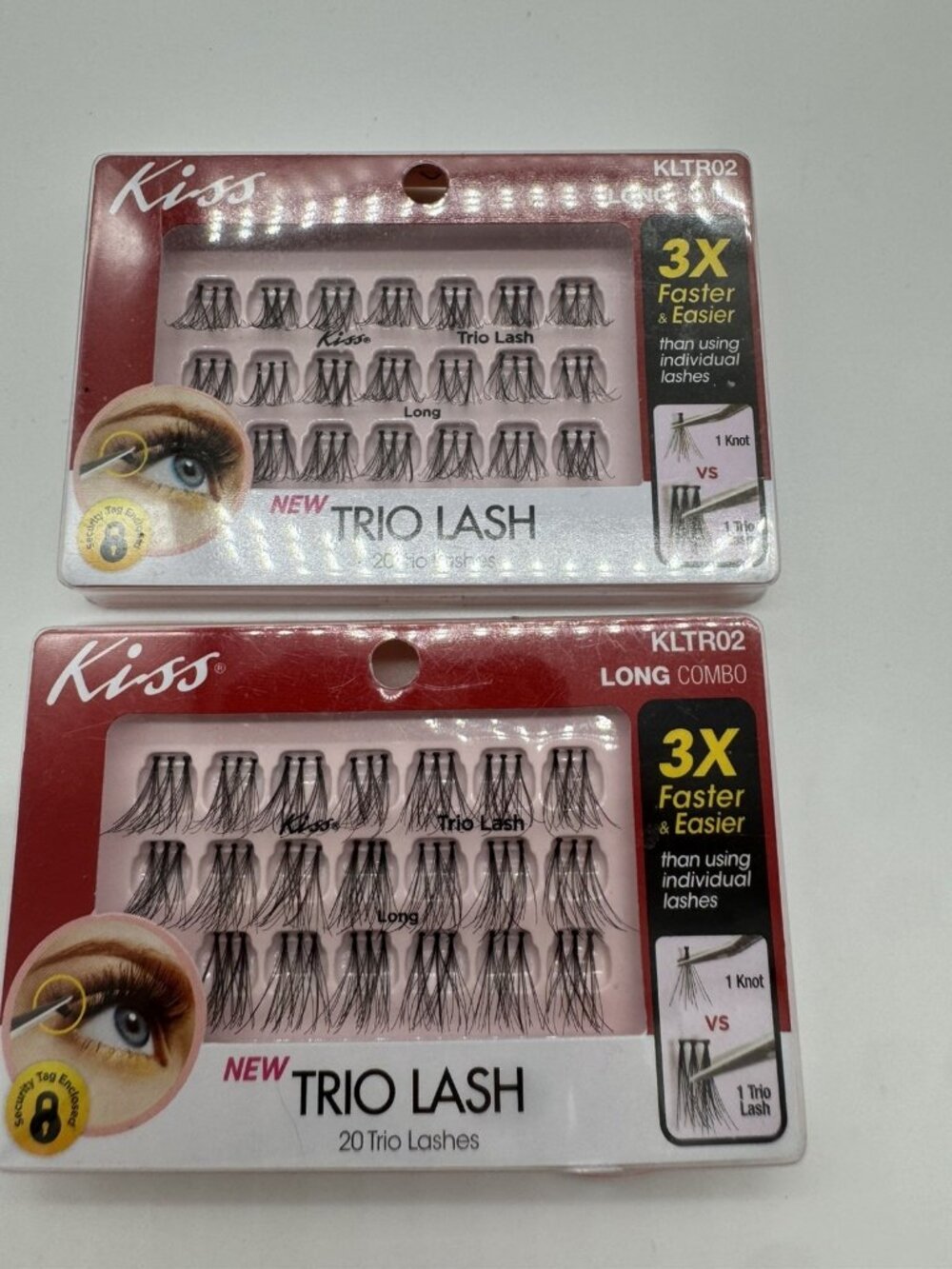 Kiss Trio Lash KLTR02 Long Black 20 Individual Trio False Lashes Lot of 2 New